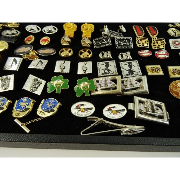 Huge Lot of Cufflinks 33 Pairs Vintage and Designer Cuff Links w Tray - Picture 6 of 7